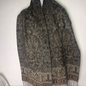 Dillard's Scarf Brown‎ & Tan Graphic Bohemian Print Steam Punk